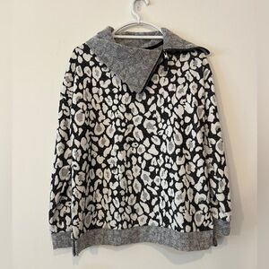 Tribal Black and White Animal Print Sweater